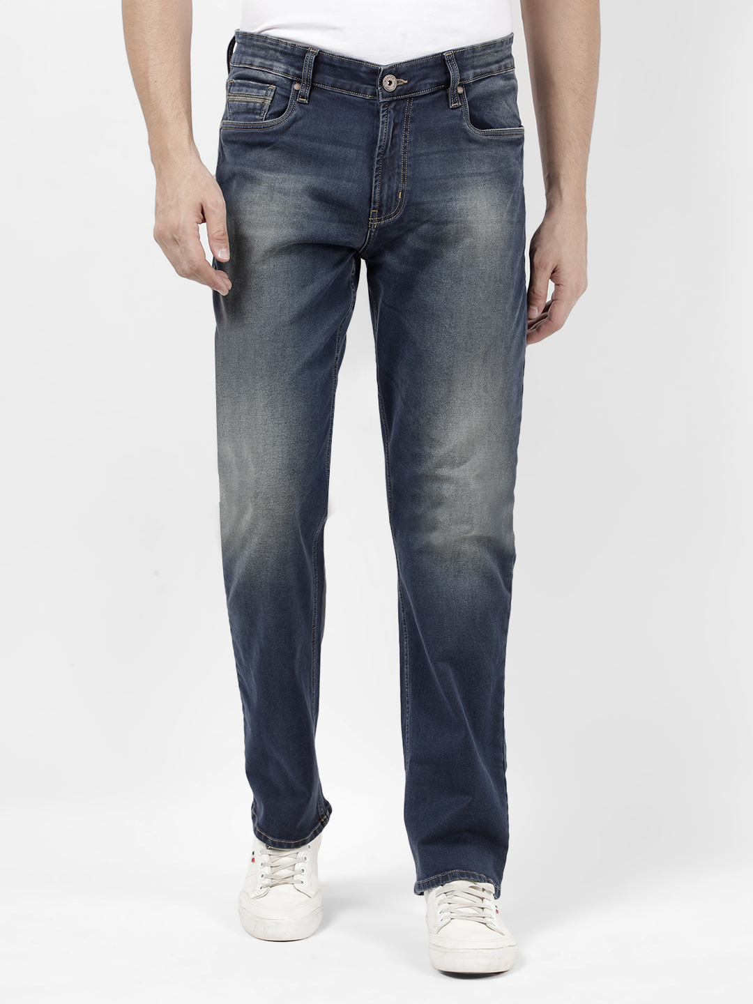 Numero Uno Men Solid Dark Blue Jeans